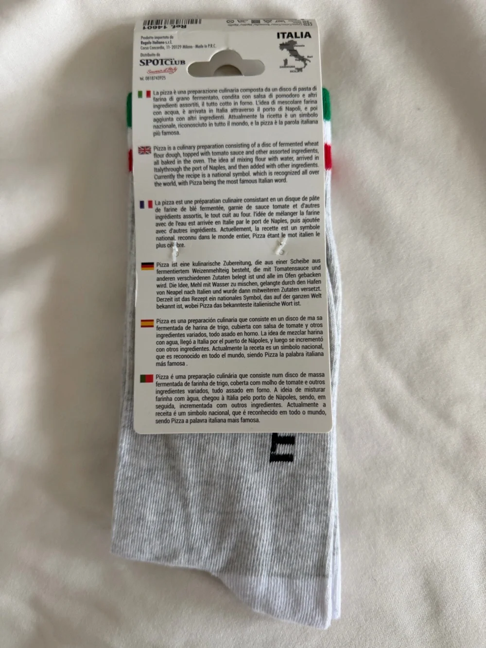 Italia Pizza Novelty Socks - Gray with Red & Green Accents